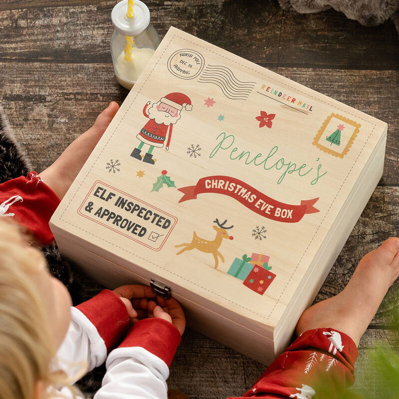 Personalised Children's Santa Christmas Eve Wooden Box