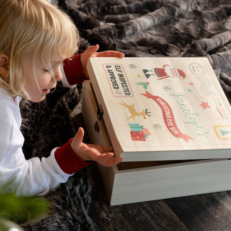 Personalised Children's Santa Christmas Eve Wooden Box