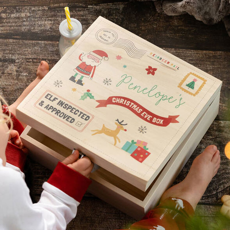 Personalised Children's Santa Christmas Eve Wooden Box