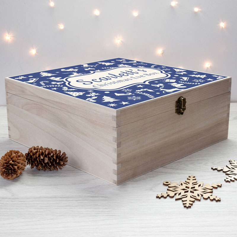 Personalised Christmas Eve Box With Festive Pattern