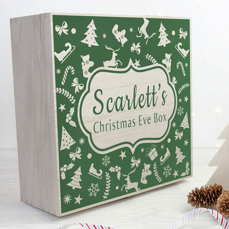 Personalised Christmas Eve Box With Festive Pattern