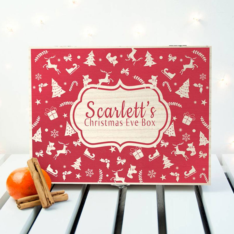 Personalised Christmas Eve Box With Festive Pattern