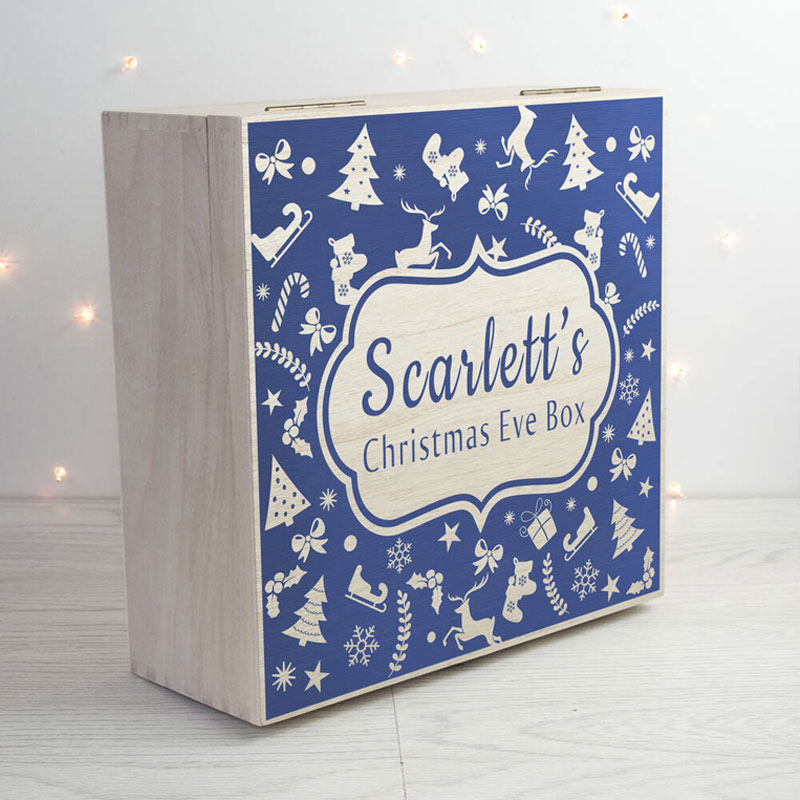 Personalised Christmas Eve Box With Festive Pattern