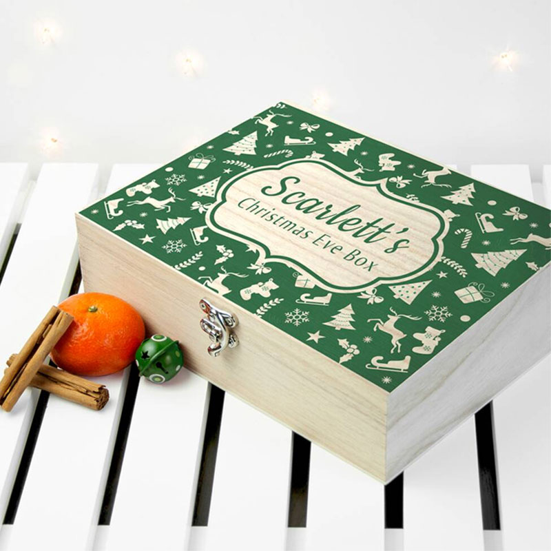 Personalised Christmas Eve Box With Festive Pattern