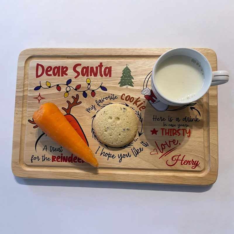 Personalised Christmas Eve Santa Treat Wooden Board