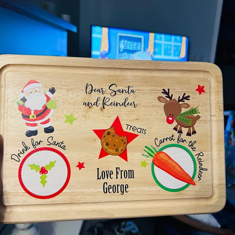 Personalised Christmas Eve Santa Treat Wooden Board
