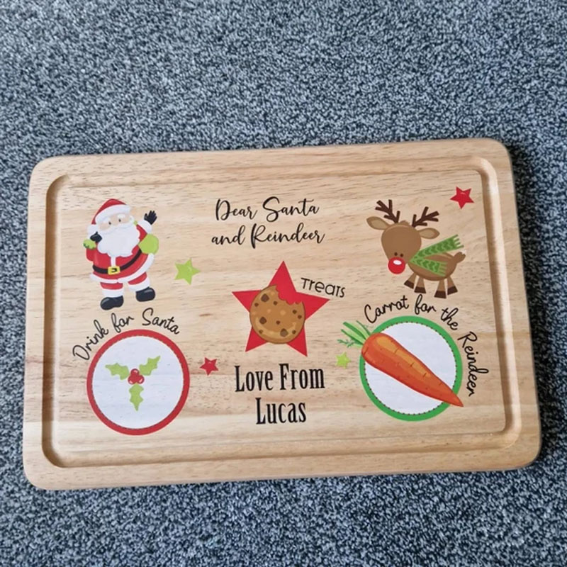 Personalised Christmas Eve Santa Treat Wooden Board