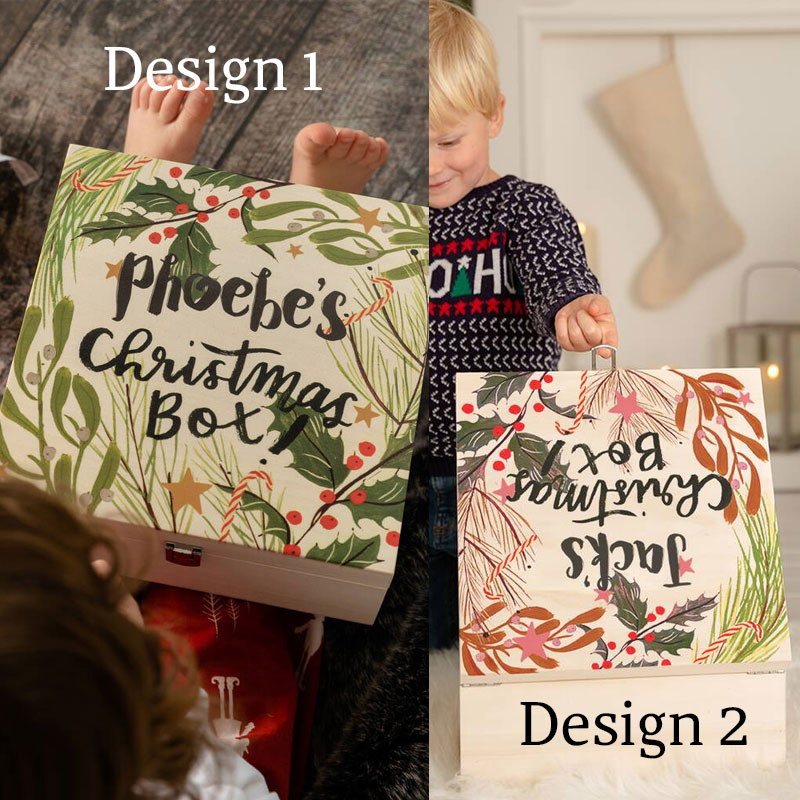 Personalised Christmas Eve Seasonal Foliage Wooden Box