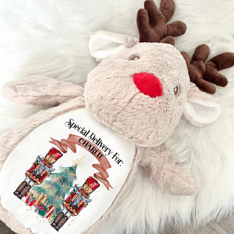 Personalised Christmas Plush Toys Reindeer Nutcracker Design
