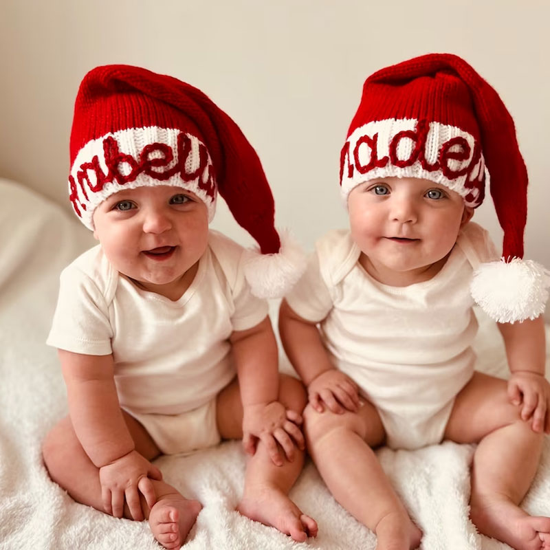 Personalised Christmas Santa Hat Baby Toddler Hand Embroidered Name