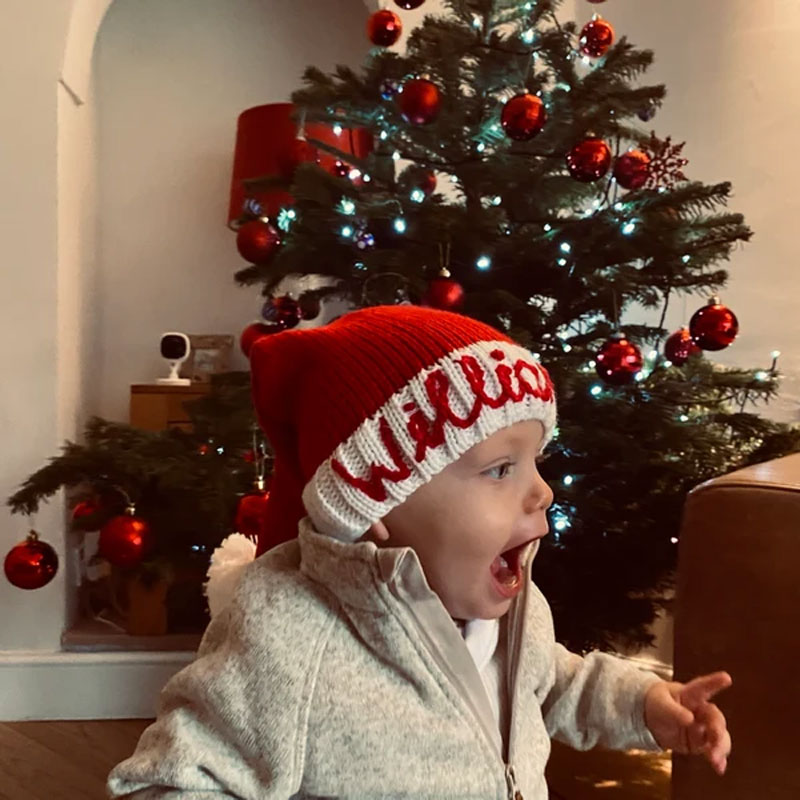 Personalised Christmas Santa Hat Baby Toddler Hand Embroidered Name