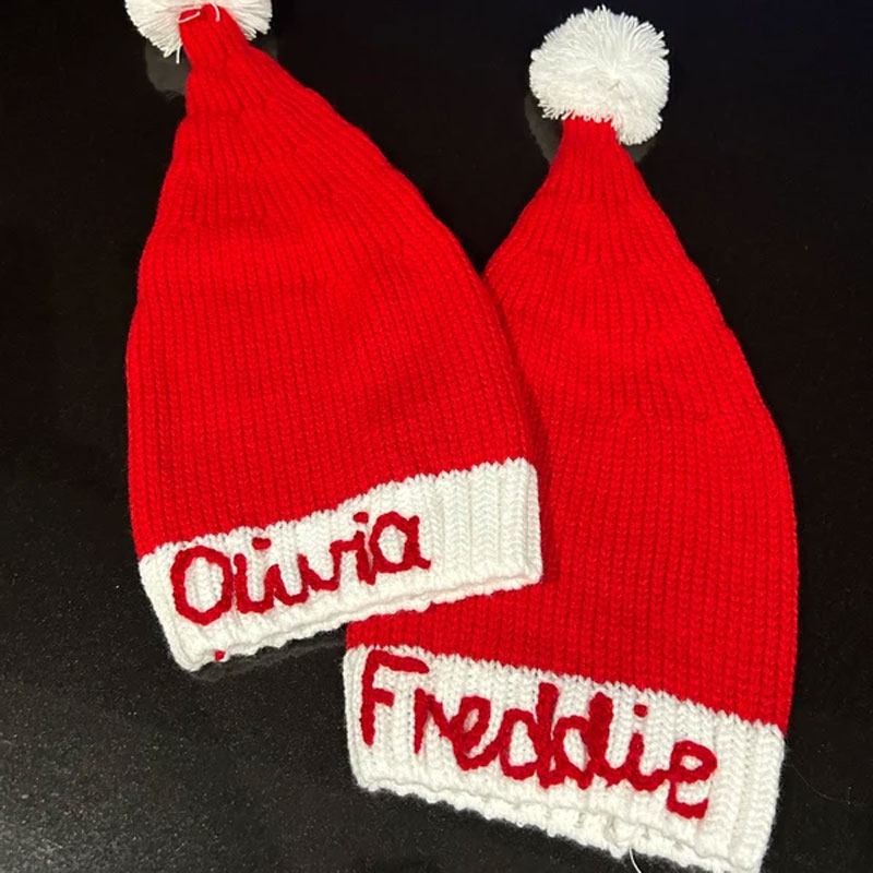 Personalised Christmas Santa Hat Baby Toddler Hand Embroidered Name