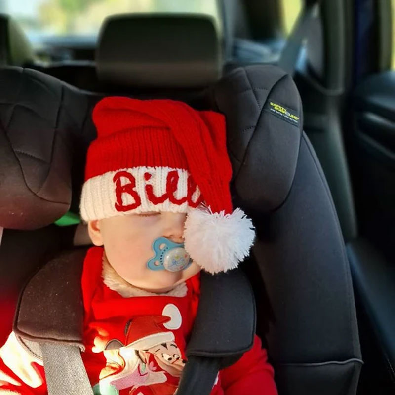 Personalised Christmas Santa Hat Baby Toddler Hand Embroidered Name