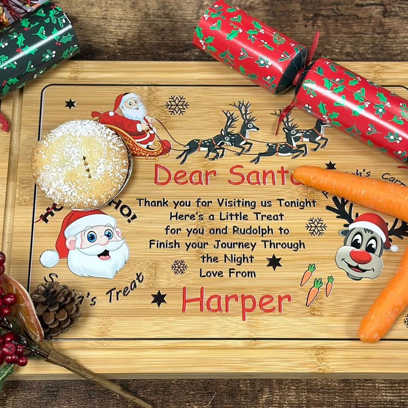 Personalised Christmas Santa Tray Xmas Eve Treat Board