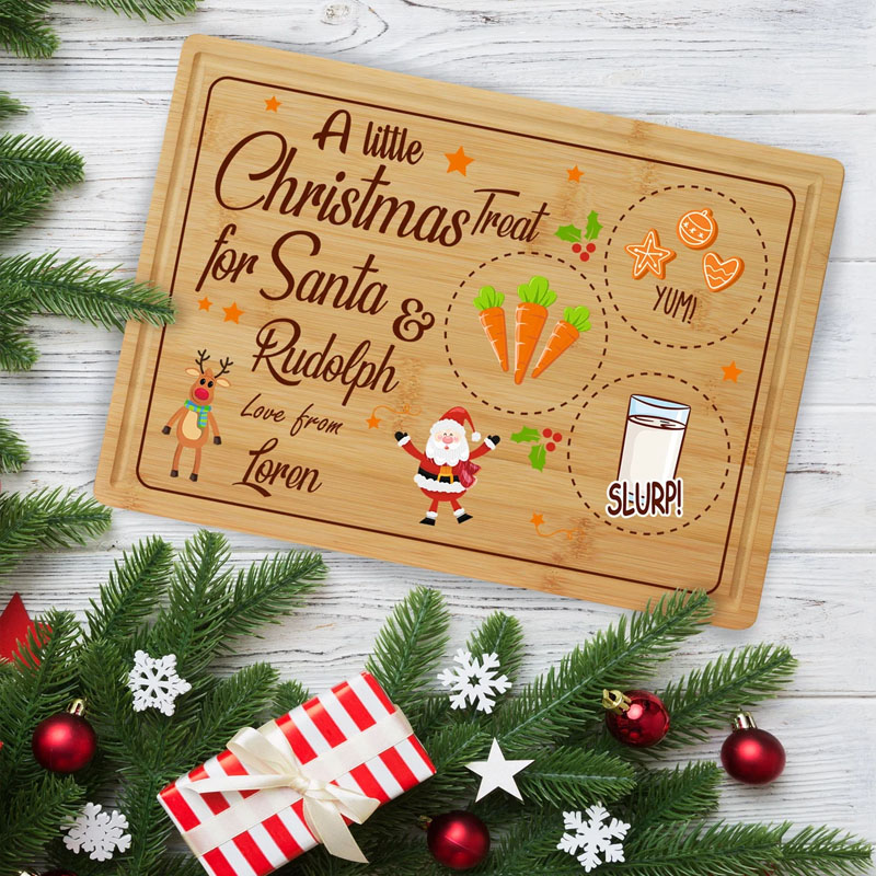Personalised Christmas Santa Tray Xmas Eve Treat Board