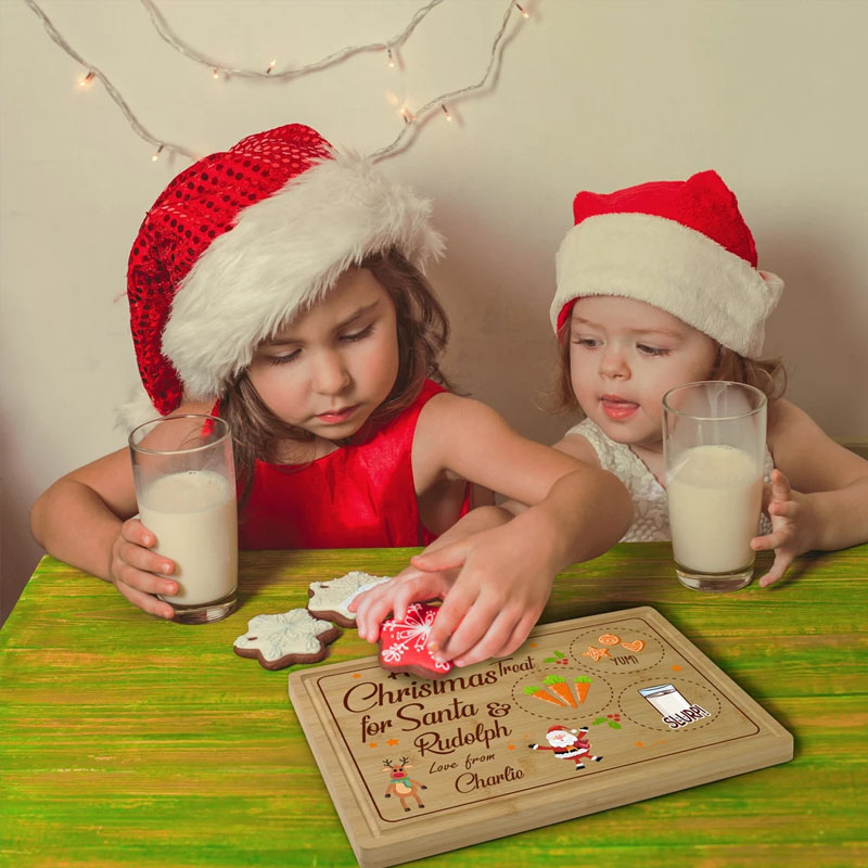 Personalised Christmas Santa Tray Xmas Eve Treat Board