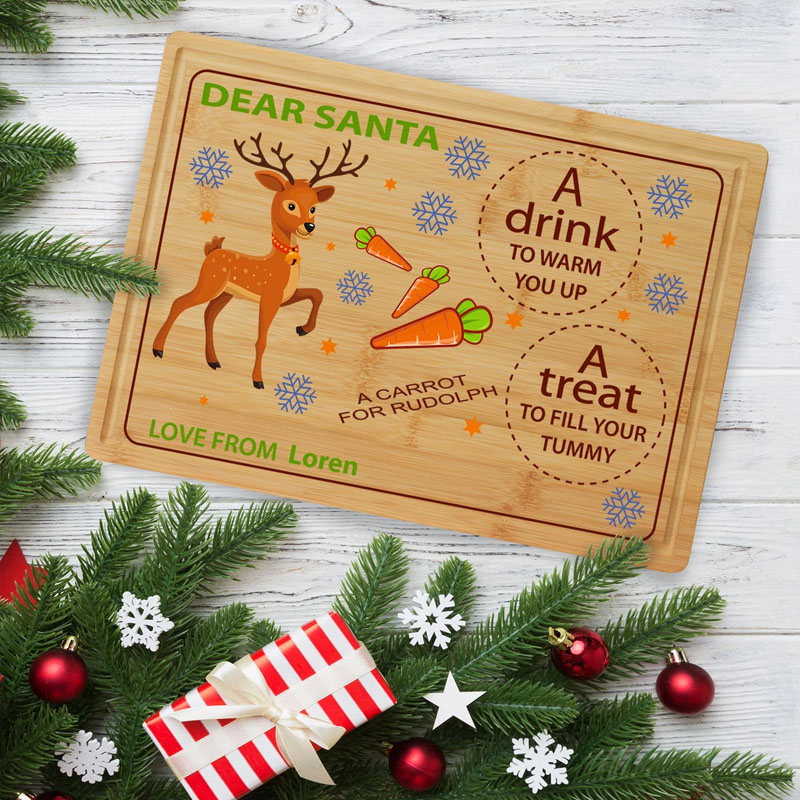 Personalised Christmas Santa Tray Xmas Eve Treat Board