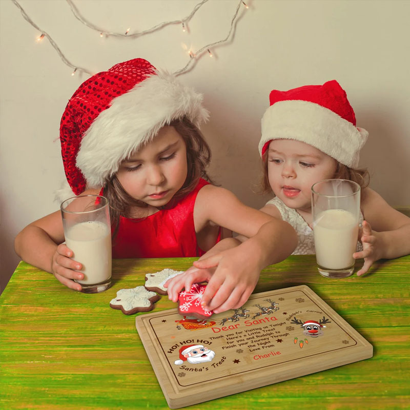 Personalised Christmas Santa Tray Xmas Eve Treat Board