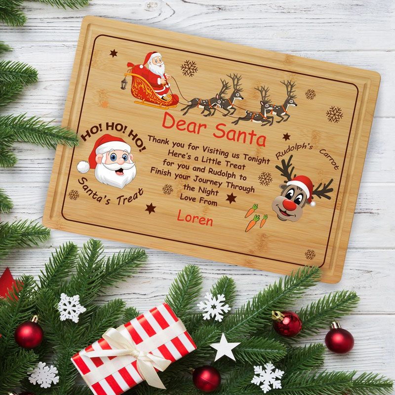 Personalised Christmas Santa Tray Xmas Eve Treat Board