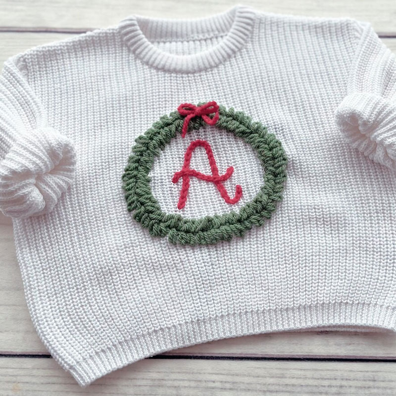 Personalised Christmas Wreath Baby Toddler Sweater
