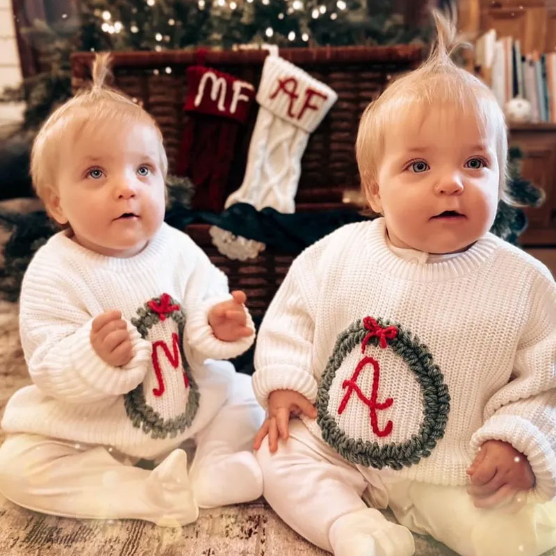 Personalised Christmas Wreath Baby Toddler Sweater
