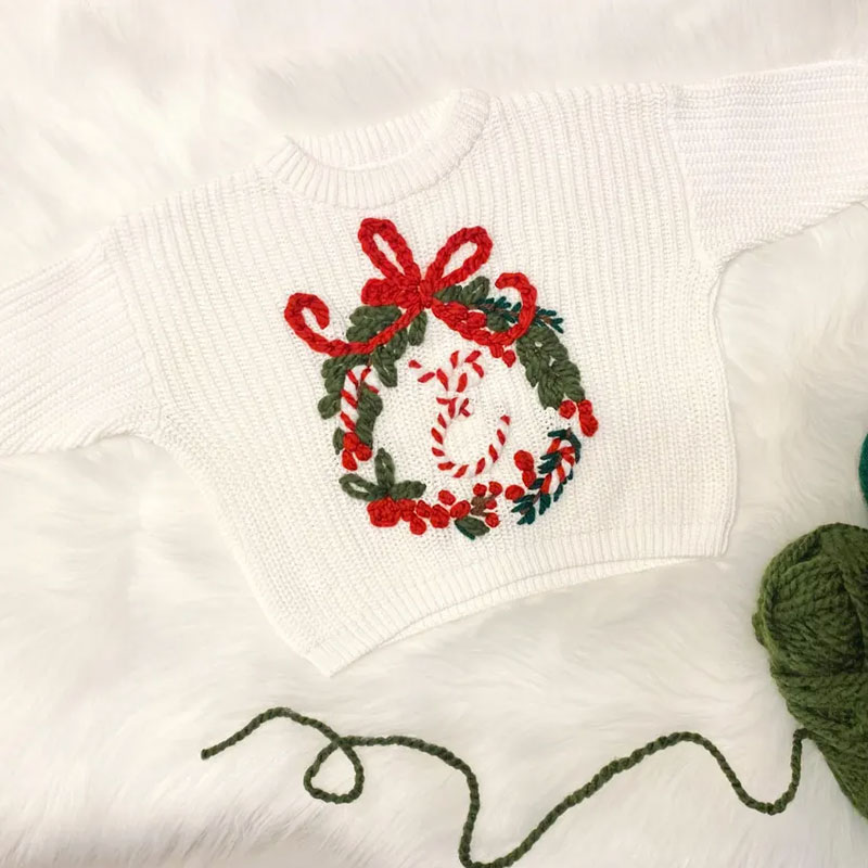 Personalised Christmas Wreath Baby Toddler Sweater