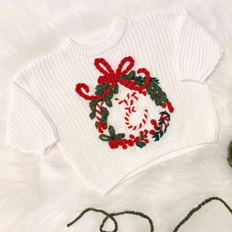 Personalised Christmas Wreath Baby Toddler Sweater