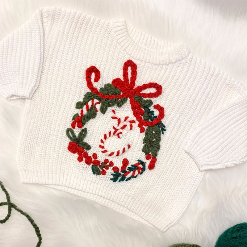 Personalised Christmas Wreath Baby Toddler Sweater