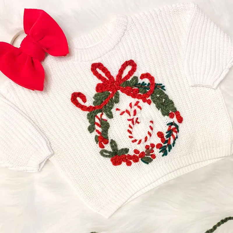 Personalised Christmas Wreath Baby Toddler Sweater