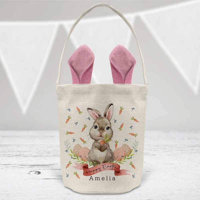 Personalised Easter Bag Basket Girls Bunny Gift