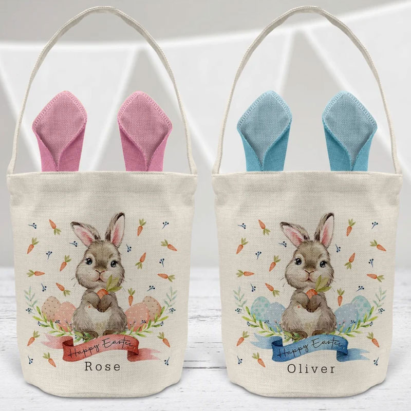 Personalised Easter Bag Basket Girls Bunny Gift