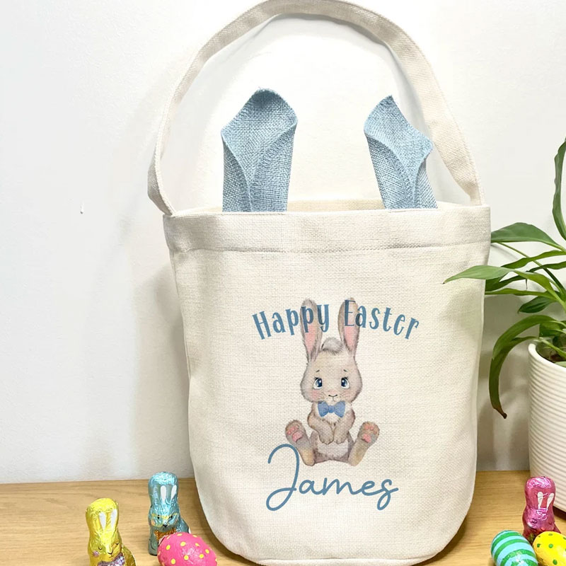 Personalised Easter Bag Rustic Linen Easter Gift