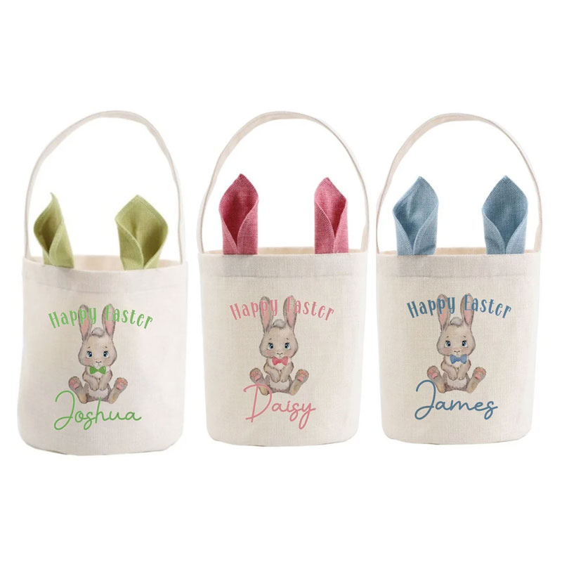Personalised Easter Bag Rustic Linen Easter Gift