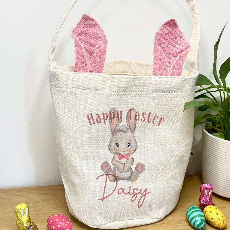 Personalised Easter Bag Rustic Linen Easter Gift