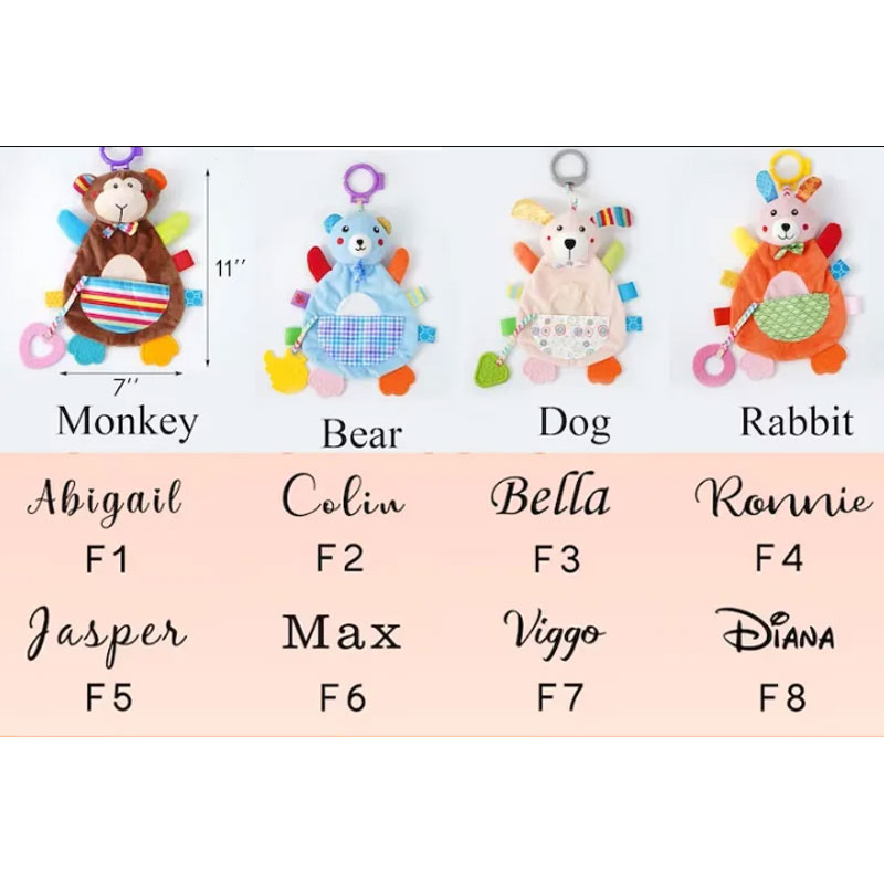 Personalised Embroidered Baby Comforter Sleep Toy Baby Rattle