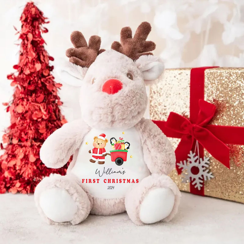 Personalised First Christmas Baby Reindeer Toy