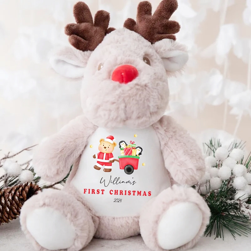 Personalised First Christmas Baby Reindeer Toy