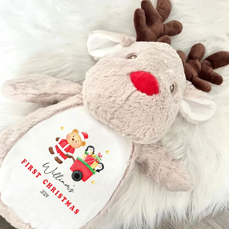 Personalised First Christmas Baby Reindeer Toy
