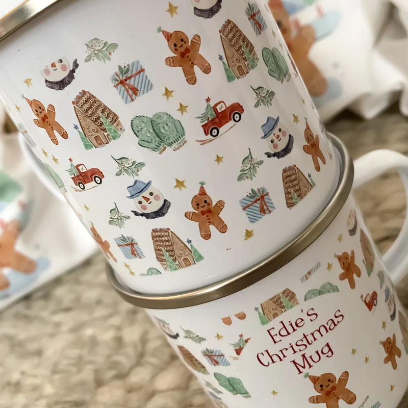 Personalised Kids Christmas Gingerbread Man Hot Chocolate Mug