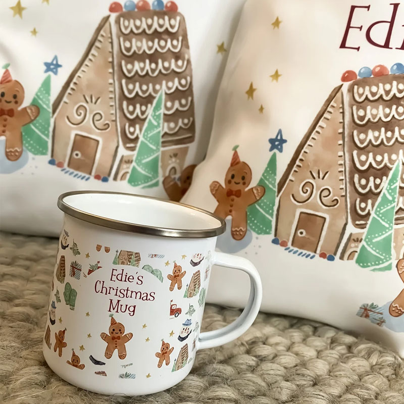 Personalised Kids Christmas Gingerbread Man Hot Chocolate Mug