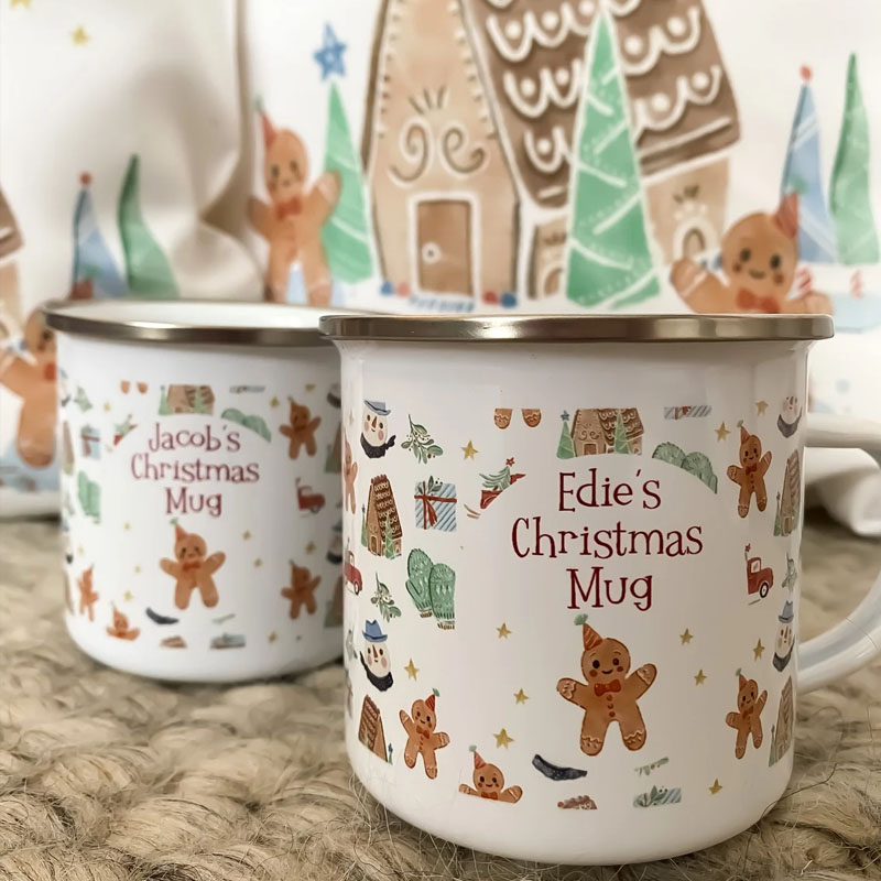 Personalised Kids Christmas Gingerbread Man Hot Chocolate Mug