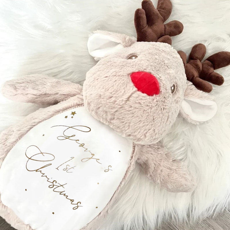 Personalised Name Reindeer First Christmas 2024 Soft Toy