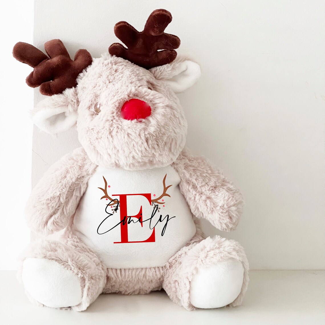 Personalised Reindeer Teddy with Name Christmas Gift for Kids Teddy Reindeer Baby Soft Toy