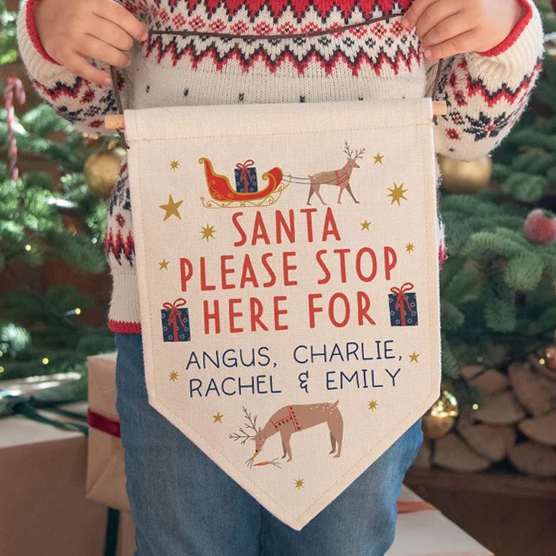 Personalised Santa Stop Here Sign Baby Gift