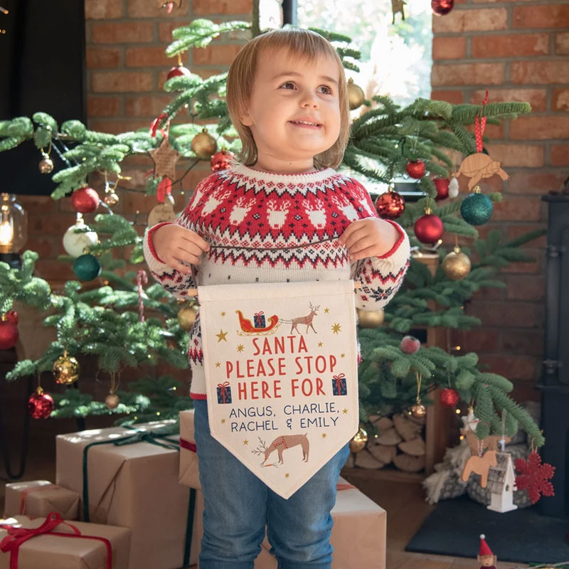 Personalised Santa Stop Here Sign Baby Gift