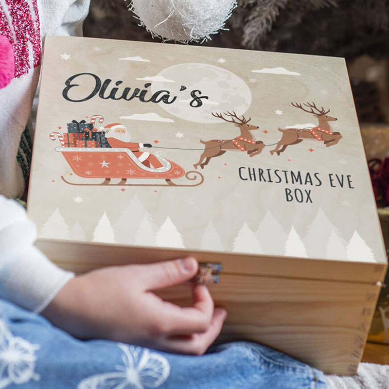Personalised Special Delivery Natural Wooden Christmas Eve Box