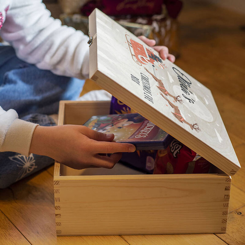 Personalised Special Delivery Natural Wooden Christmas Eve Box