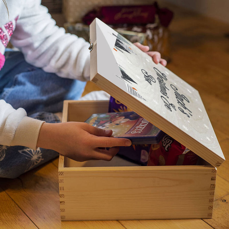 Personalised Special Delivery Natural Wooden Christmas Eve Box