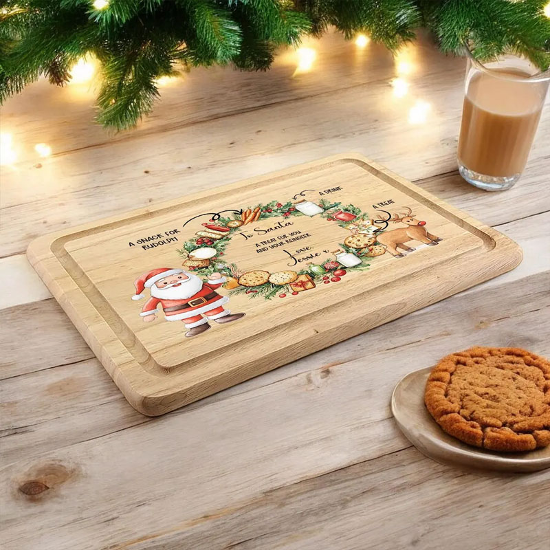 Personalised Wooden Christmas Eve Santa Board Plate Treats