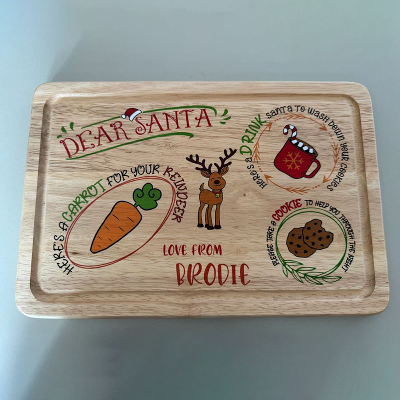 Personalised Wooden Christmas Eve Santa Board Plate Treats